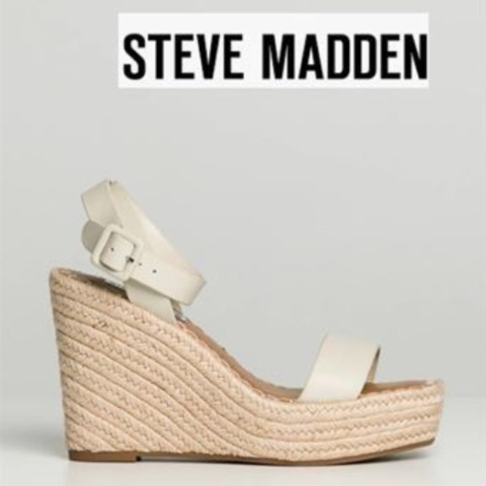 Steve Madden Womens Upstage Tan Wedge Espadrilles Size 6